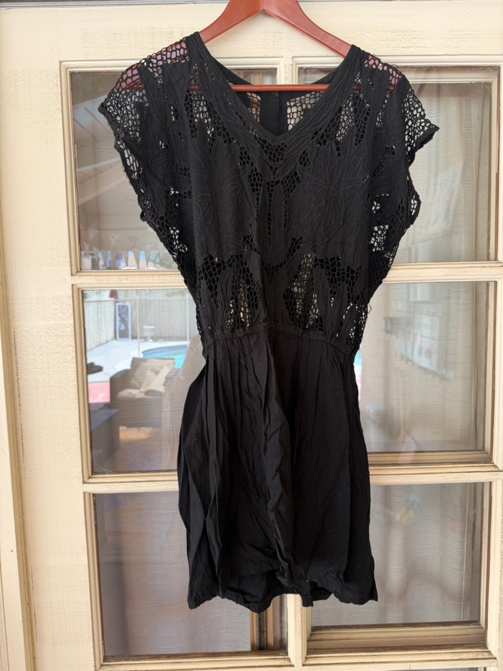 Black vintage 80’s 90’s cut work Crochet Mini Dress Zimmermann style